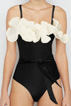 Hazel Blues® |  Contrast Flower Detail One-Piece Swimsuit