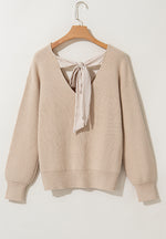 Hazel Blues® |  Tied Back V-Neck Long Sleeve Sweater