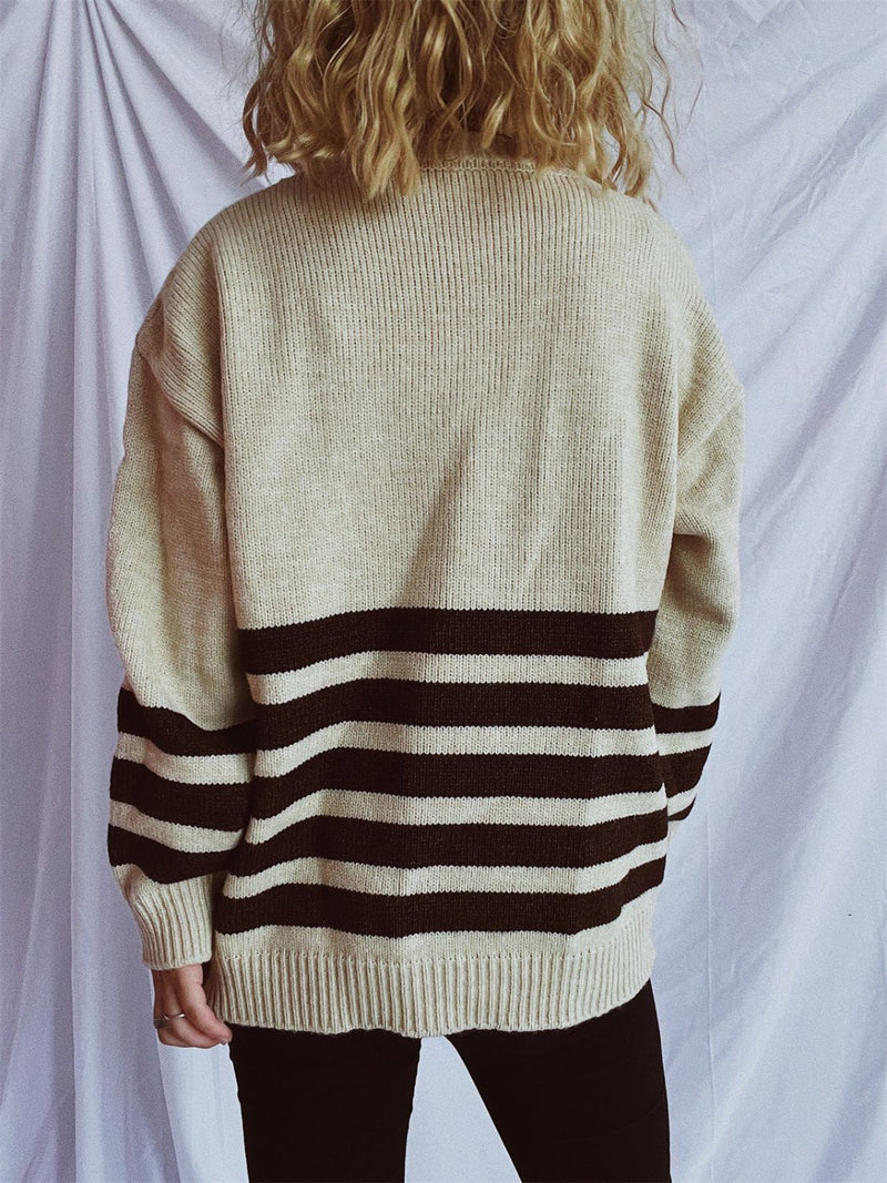 Hazel Blues® |  Striped Dropped Shoulder Long Sleeve Sweater