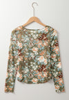 Hazel Blues® |  Floral Round Neck Long Sleeve T-Shirt