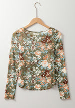 Hazel Blues® |  Floral Round Neck Long Sleeve T-Shirt