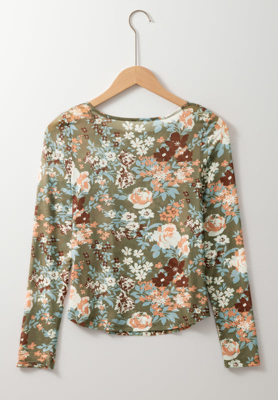Hazel Blues® |  Floral Round Neck Long Sleeve T-Shirt