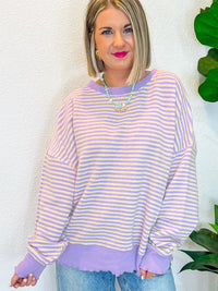 Hazel Blues® |  Striped Round Neck Long Sleeve Sweatshirt