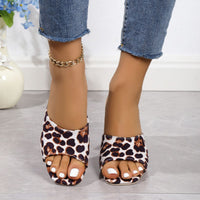 Hazel Blues® |  Leopard Block Heel Suede Sandals