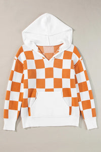 Hazel Blues® |  Checkered Long Sleeve Hooded Sweater