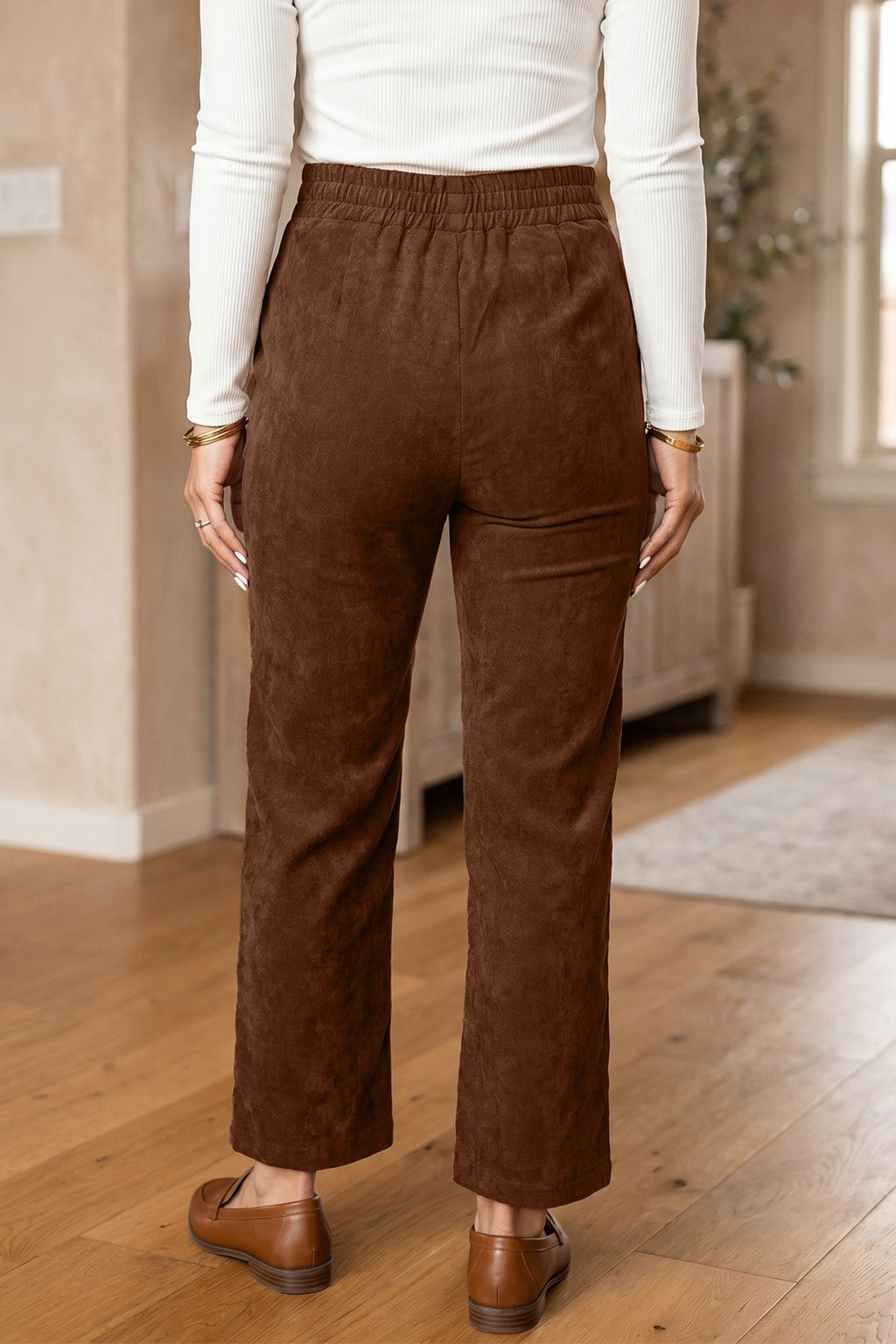 Nora Reese Brown Corduroy Straight Pants