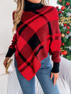 Hazel Blues® |  Plaid Turtleneck Batwing Sleeve Sweater
