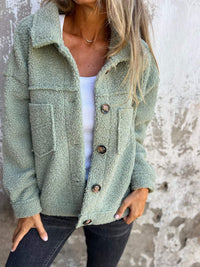 Hazel Blues® |  Fuzzy Button Up Drop Shoulder Jacket