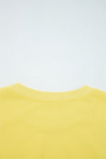 Hazel Blues® |  Yellow Cream Drop Shoulder Puff Sleeve Crop Pullover Drawstring Wide Leg Pants Set