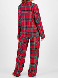 Hazel Blues® |  Plaid Collared Neck Button Up Top and Pants Lounge Set