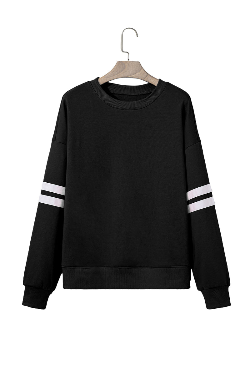 Hazel Blues® |  Evergreen Varsity Striped Detail Drop Shoulder Oversized Sweatshirt