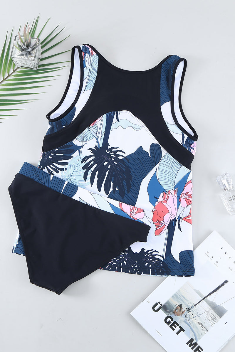 Hazel Blues® |  Printed Wide Strap Tankini Set