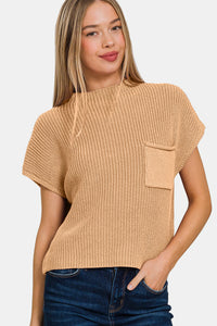 Hazel Blues® |  Zenana Mock Neck Short Sleeve Cropped Sweater