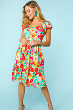 Hazel Blues® |  Haptics Floral Square Neck Short Sleeve Dress