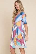 Hazel Blues® |  BOMBOM Ruched Color Block Short Sleeve Dress
