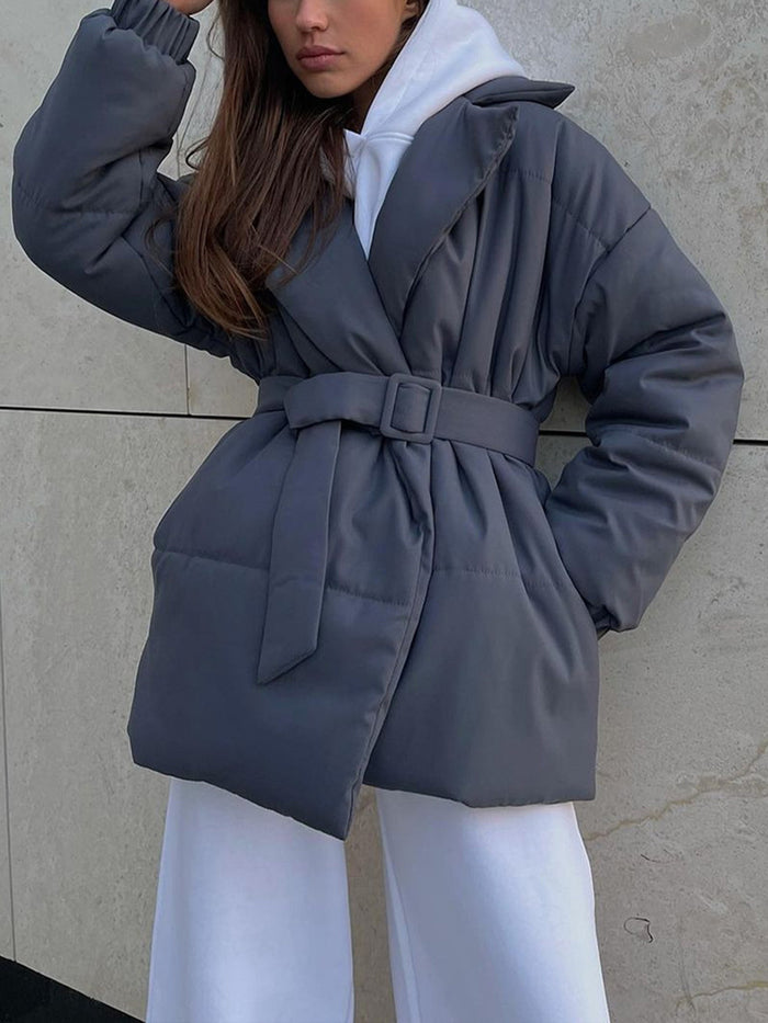 Hazel Blues® |  Puffer Long Sleeve Winter Coat with Belt