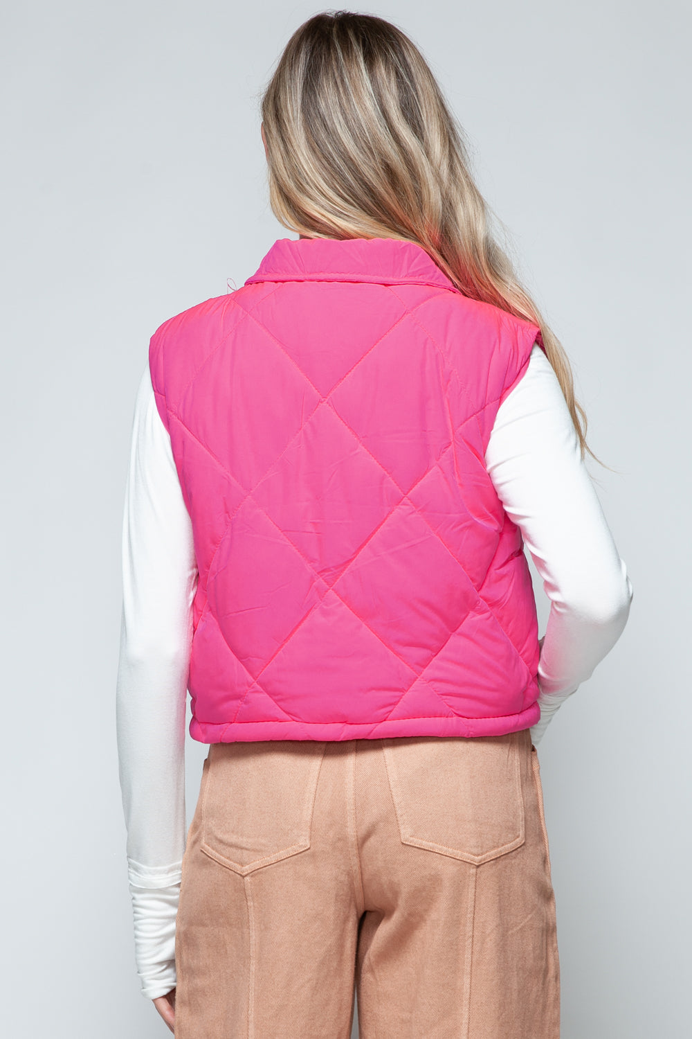 Hazel Blues® |  Snobbish Snap Down Quilted Crop Vest