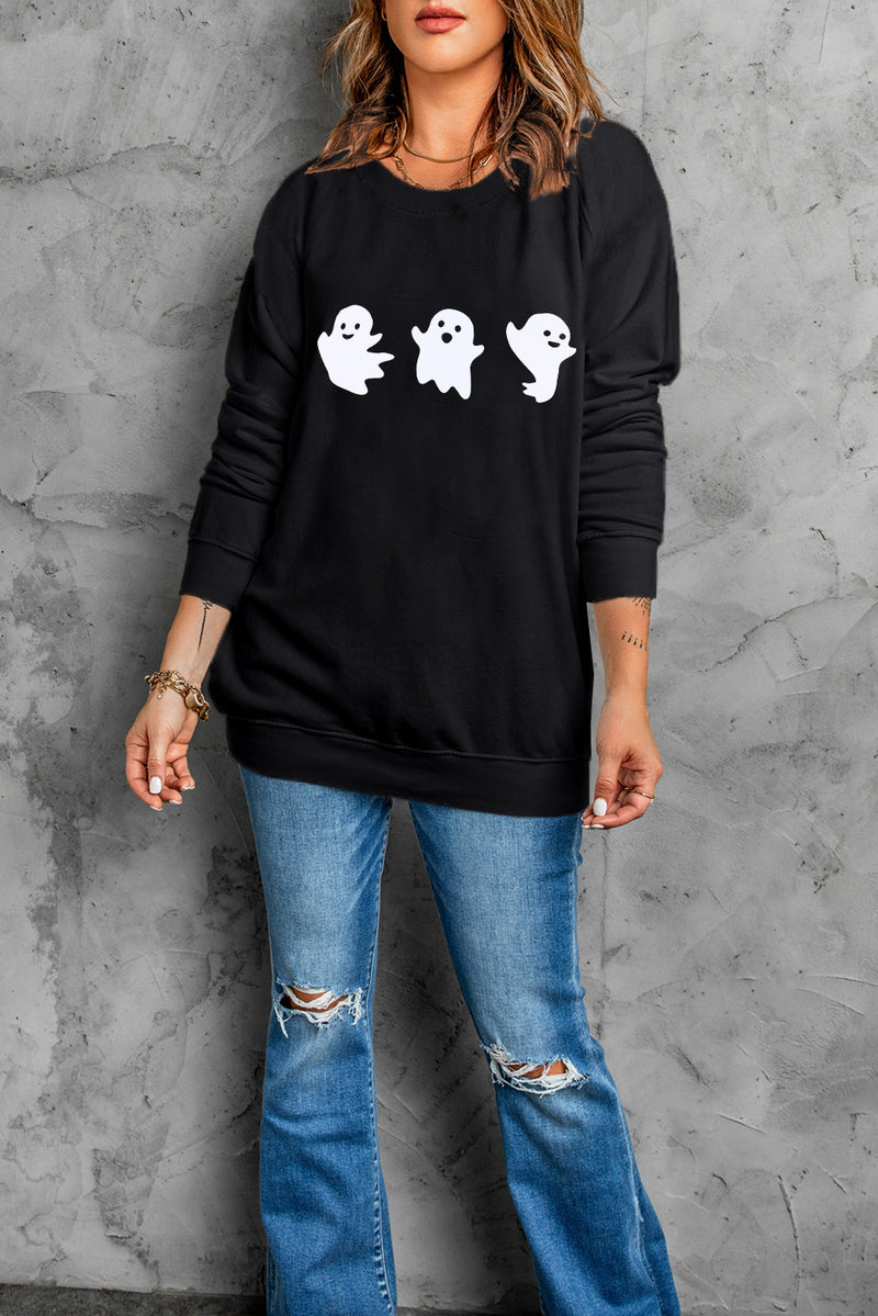 Hazel Blues® |  Ghost Round Neck Long Sleeve Sweatshirt