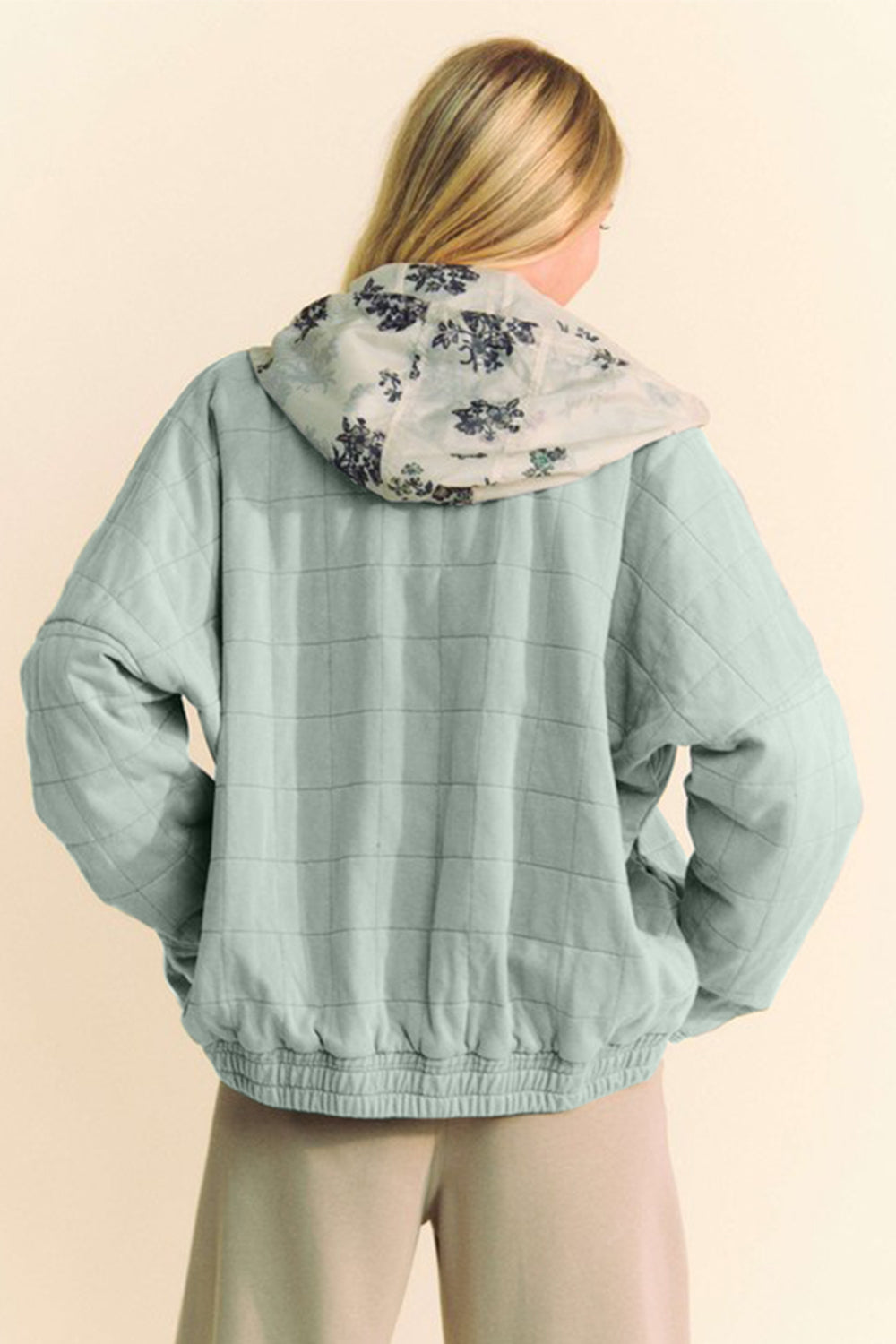 Hazel Blues® |  Davi & Dani Quilted Zip Up Dropped Shoulder Jacket