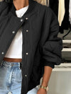 Hazel Blues® |  Baseball Collar Snap Down Long Sleeve Jacket