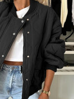 Hazel Blues® |  Baseball Collar Snap Down Long Sleeve Jacket