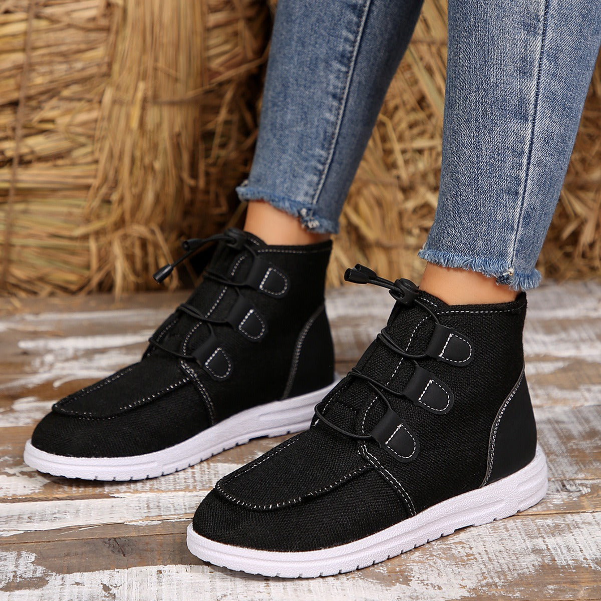 Hazel Blues® |  Lace-Up Round Toe Flat Sneakers