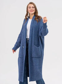 Hazel Blues® |  Pocketed Open Front Long Sleeve Longline Cardigan