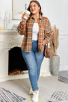 Hazel Blues® | Brown Plaid Print Flap Pocket Buttoned Shacket