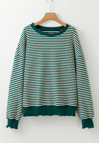 Hazel Blues® |  Striped Round Neck Long Sleeve Sweatshirt