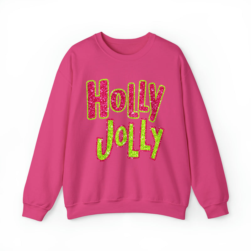 Hazel Blues® |  Holly Jolly Faux Glitter Graphic Sweatshirt