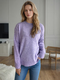 Hazel Blues® |  Round Neck Drop Shoulder Long Sleeve Sweater