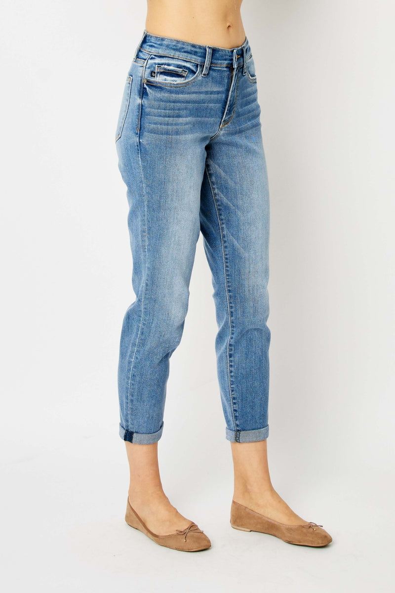 Hazel Blues® |  Judy Blue Cuffed Hem Slim Jeans