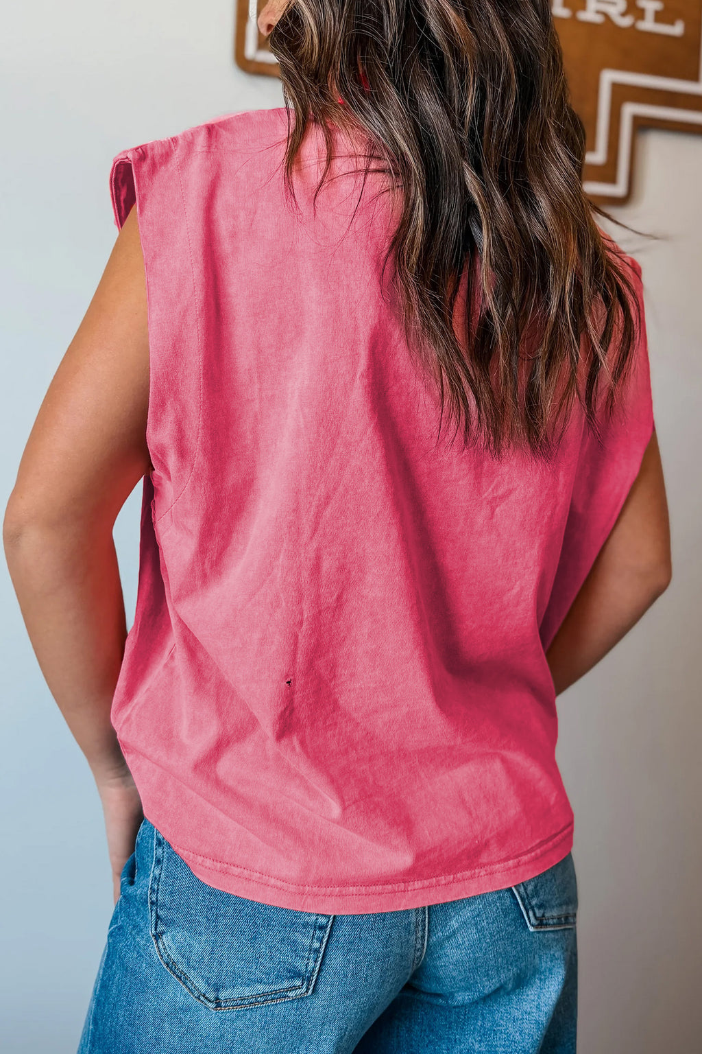 Toner Washed Wild West Whiskey Print Sleeveless Muscle Top