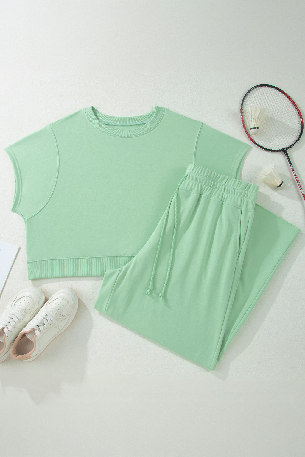 Olive Paige Aqua Ribbed Pants Set