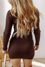 Hazel Blues® |  Slit Mock Neck Long Sleeve Wrap Sweater Dress