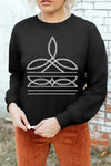 Hazel Blues® |  Black Western Pattern Print Round Neck Pullover Sweatshirt