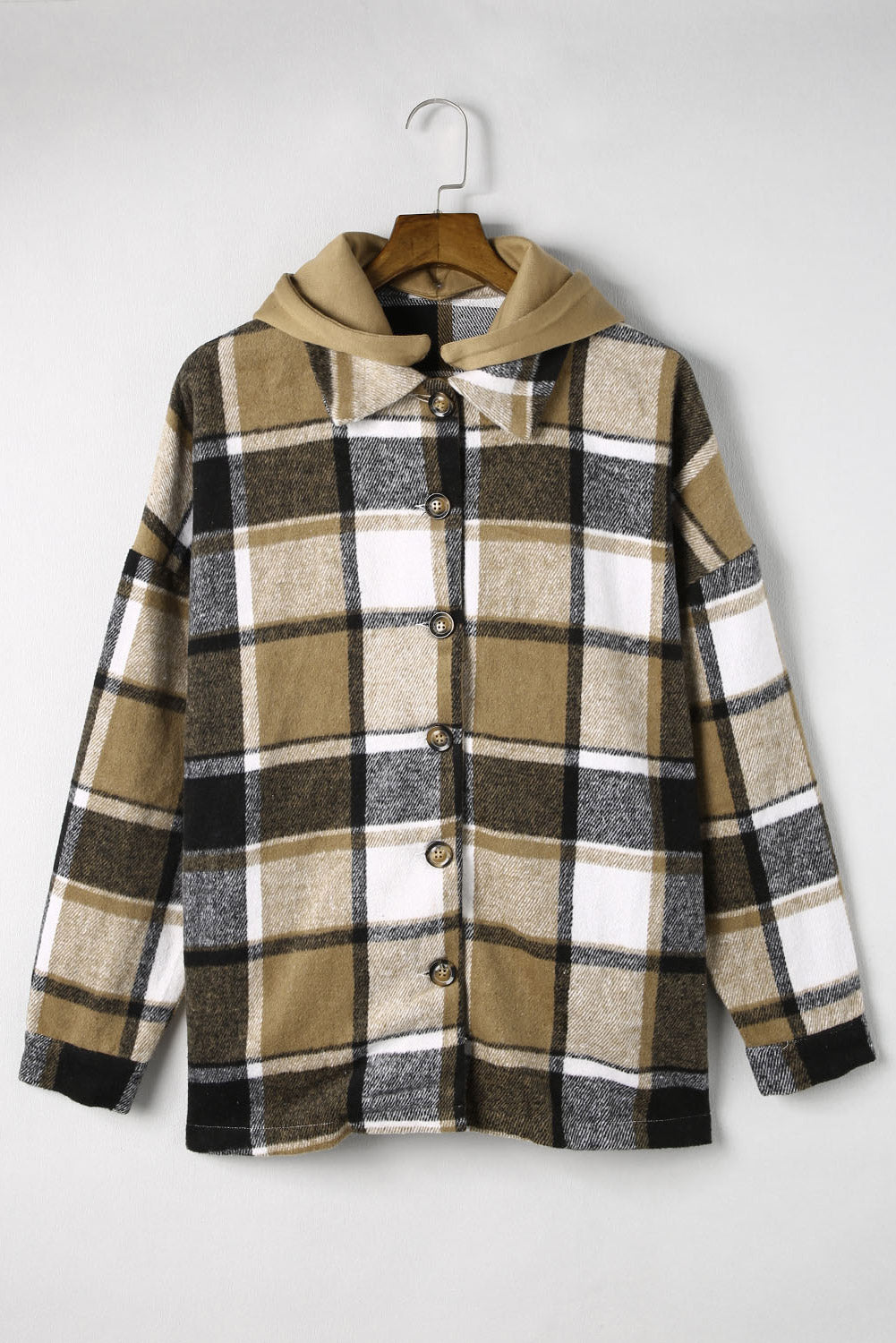 Hazel Blues® |  Plaid Button Up Hooded Shacket