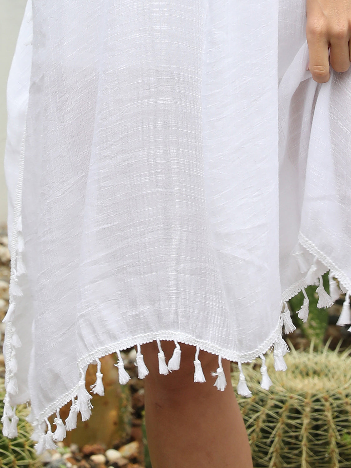 Hazel Blues® |  Tassel Cutout Half Sleeve Cover-Up