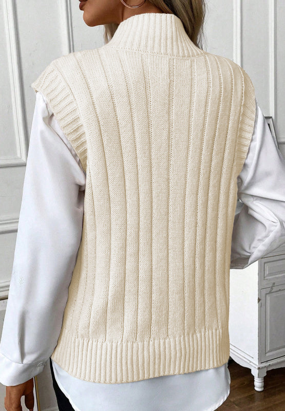 Hazel Blues® |  Cable Knit Turtleneck Sweater Vest