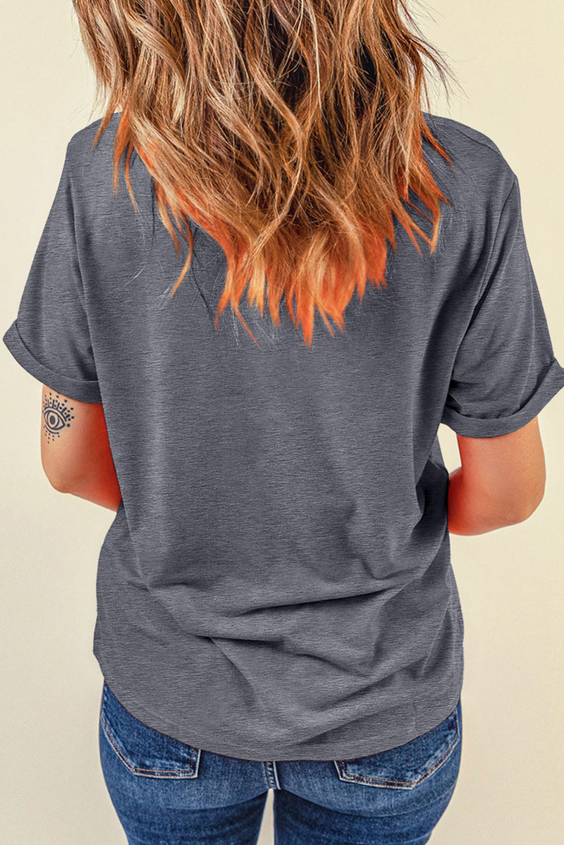 Hazel Blues® |  Gray Baseball Bowknot Graphic Casual Tee