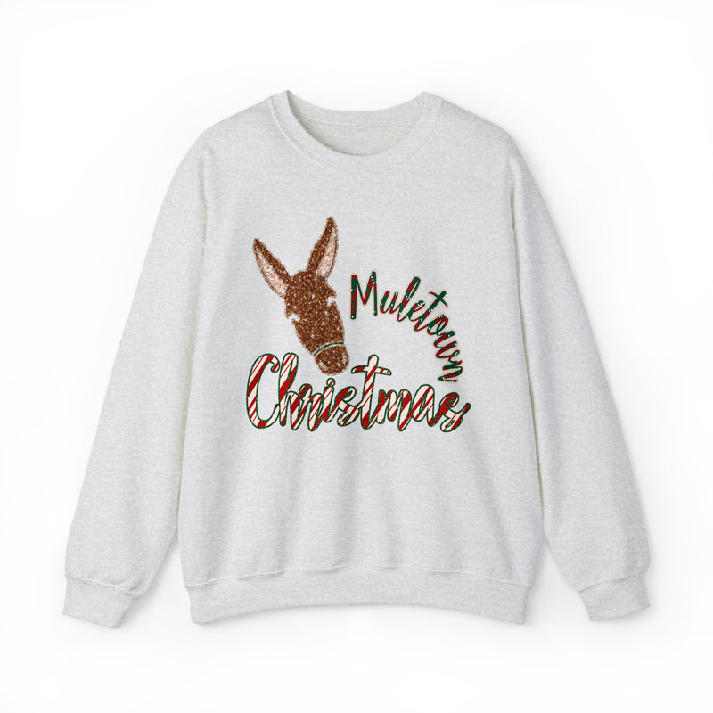 Hazel Blues® |  Muletown Christmas Faux Glitter Graphic Sweatshirt