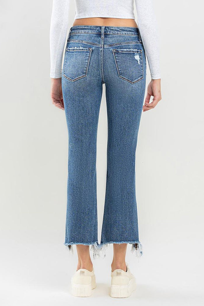 Hazel Blues® |  Lovervet Mid Rise Frayed Hem Jeans