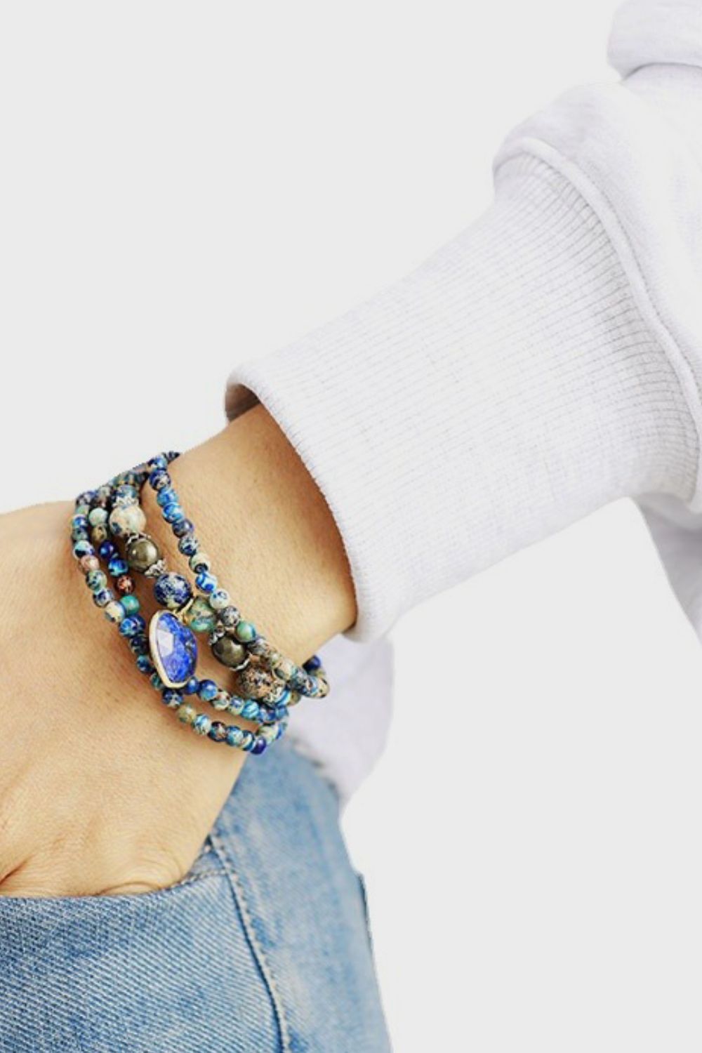 Hazel Blues® |  Imperial Stone Heart Three-Layered Bracelet