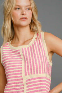 Hazel Blues® |  Umgee Round Neck Texture Striped Tank