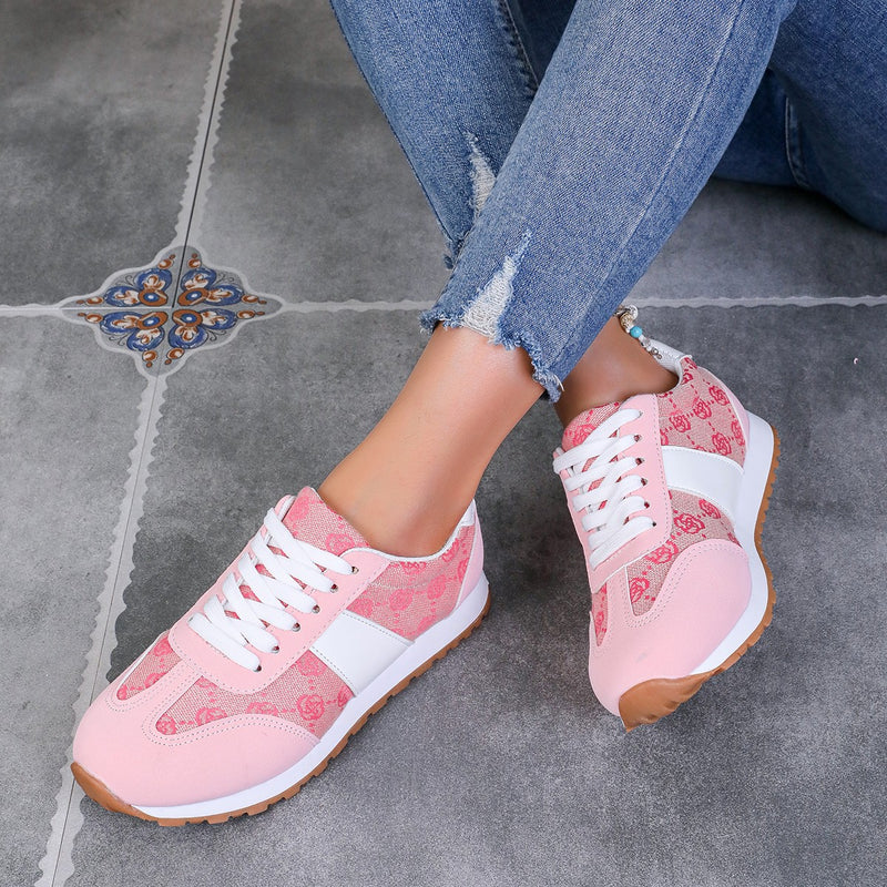 Hazel Blues® |  Contrast Round Toe Flat Sneakers