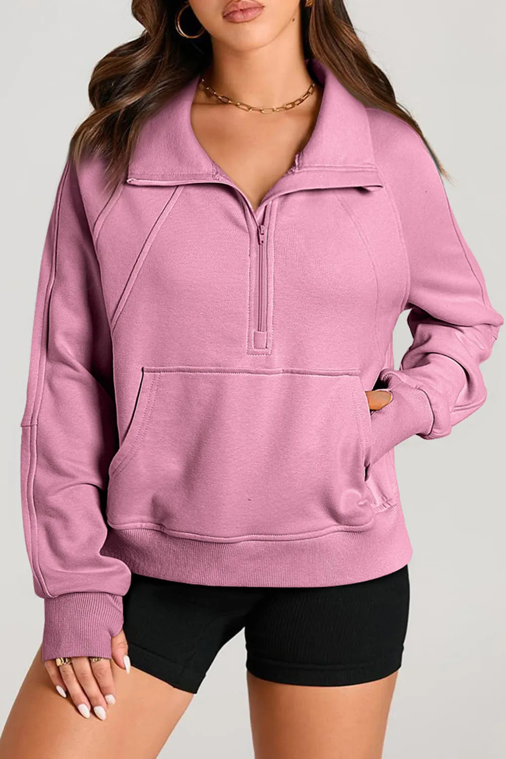 Hazel Blues® |  Half Zip Long Sleeve Sweatshirt