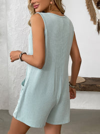 Hazel Blues® |  Pocketed Round Neck Sleeveless Romper