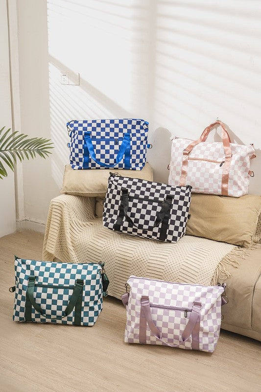 Hazel Blues® |  Zenana Checkered Multi-Pocket Travel Bag