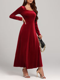 Hazel Blues® |  Square Neck Long Sleeve Velvet Dress