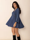 Hazel Blues® |  Cutout Johnny Collar Long Sleeve Mini Dress